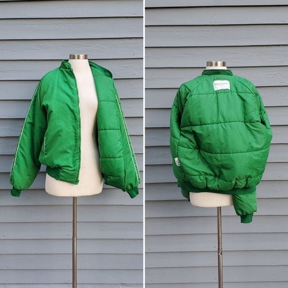 Vintage 90s y2k Green Pioneer Seed Logo Polysatin Puffer Bomber Jacket Lg - Picture 6 of 7